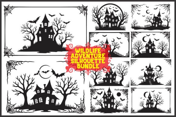 Download Halloween Silhouette Pack with Bats &amp; Tr - Silhouette Collection