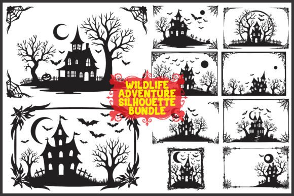 Download Halloween Silhouette Pack with Bats &amp; Tr - Silhouette Collection