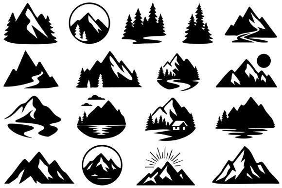 Download Mountain and Pine Tree Silhouette - Premium Resources